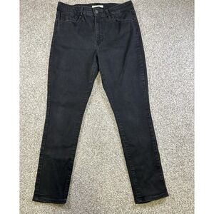 Levis 721 Jeans Women 32 Black Denim High Rise Skinny Stretch Waist